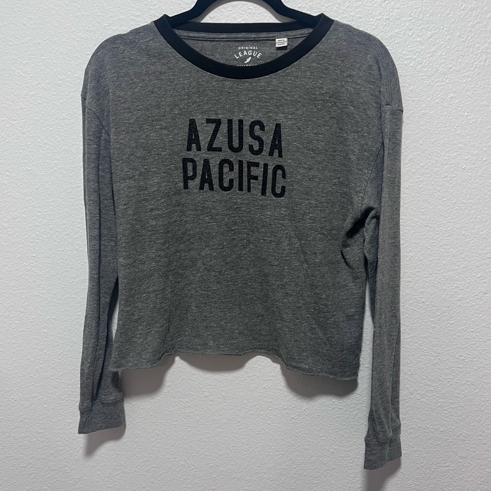Azusa Pacific University Black Gray Baseball Tee Size Small